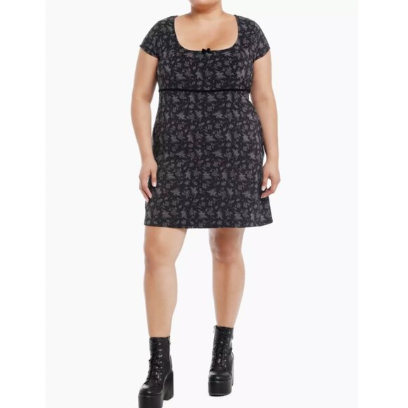 NWT Hot Topic 3 Thorn & Fable Fairies Roses Empire Waist Mini Dress 3X 22 24 - Picture 1 of 9